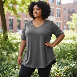 Torrid Active Dark Gray Flowy V-Neck Top | Size 2